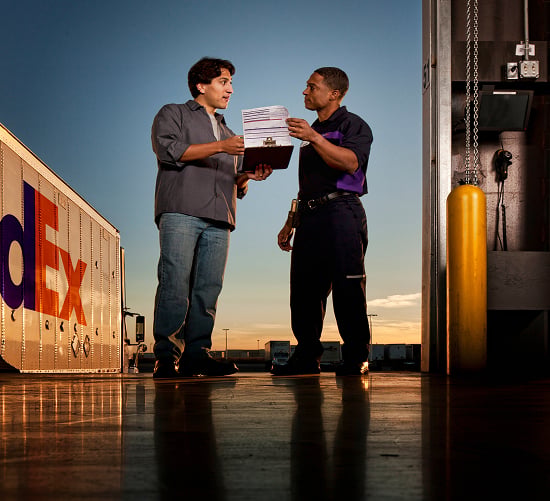 Employee talking to customer