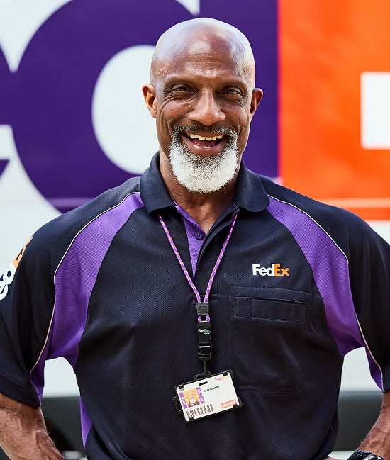 Joyful Fedex employee